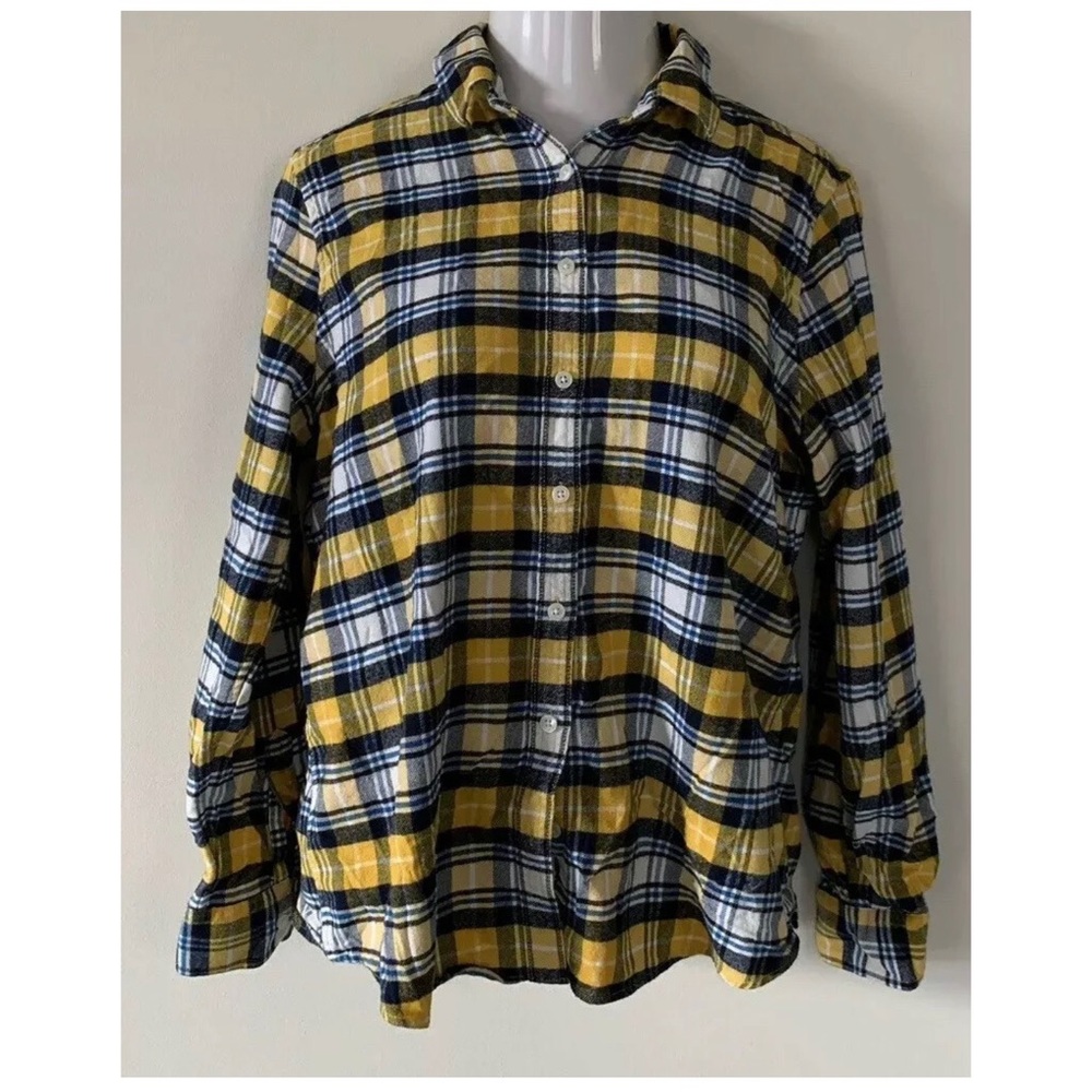 Lands End Womens Plaid Flannel Shirt 14 New